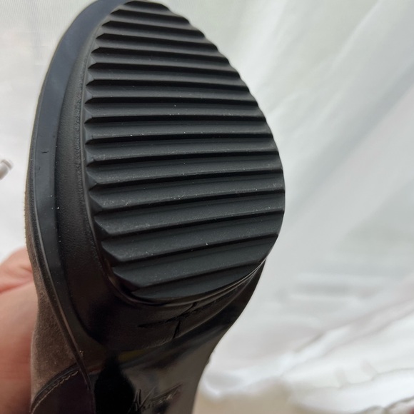 Italian Designer Suede Brown Green Khaki Knee High Fur Boots Platform High Heels - Picture 9 of 14